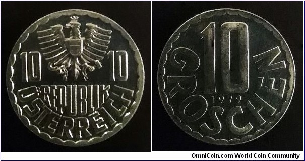 Austria 10 groschen from 1979 proof coin set.