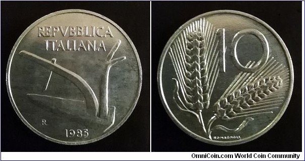 Italy 10 lire from 1985 BU set.