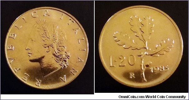 Italy 20 lire from 1985 BU set.