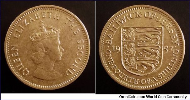 Jersey 1/4 of a shilling. 1957, Nice condition. Second piece in my collection.