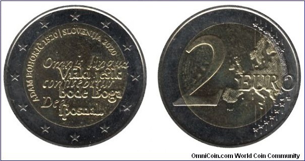 Slovenia, 2 euro, 2020, Cu-Ni-Ni-Brass, bi-metallic, 8.5g, 25.75mm, Adam Bohoric - 1520.