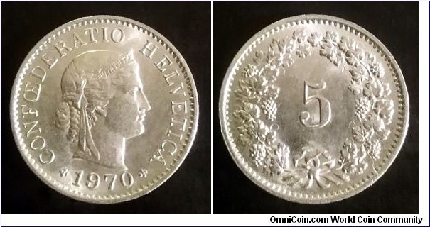 Switzerland 5 rappen. 1970 (II)