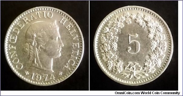 Switzerland 5 rappen. 1974