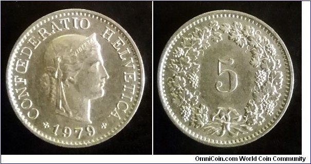 Switzerland 5 rappen. 1979