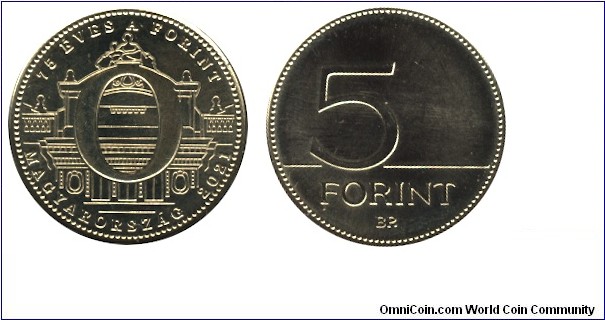 Hungary, 5 forint, 2022, Cu-Ni-Zn, 4.2g, 21.20mm, 75th Anniversary of the fOrint, letter 
