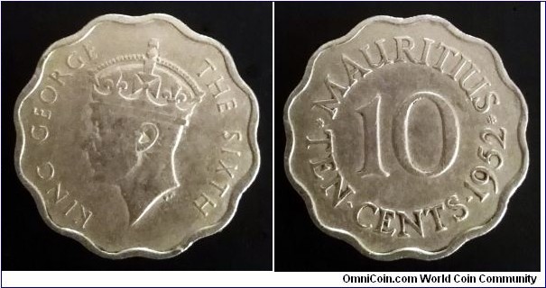 Mauritius 10 cents. 1952