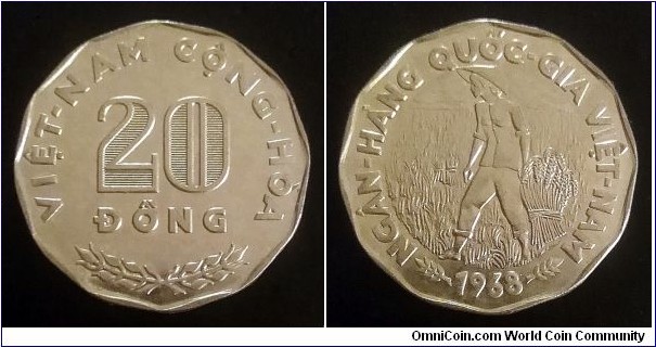 South Vietnam 20 dong. 1968, FAO. Nickel clad steel. 
KM#10