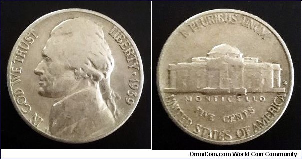 1939 S Jefferson nickel.