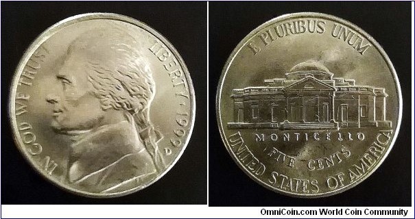 1999 D Jefferson nickel.