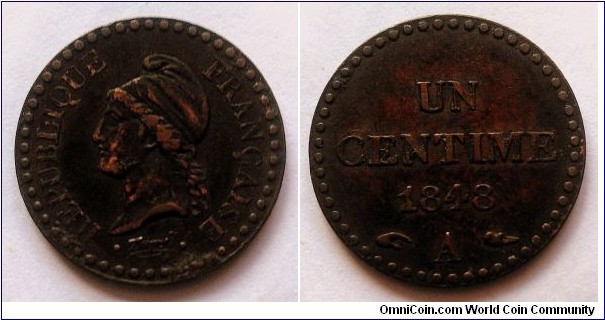 France 1 centime. 1848