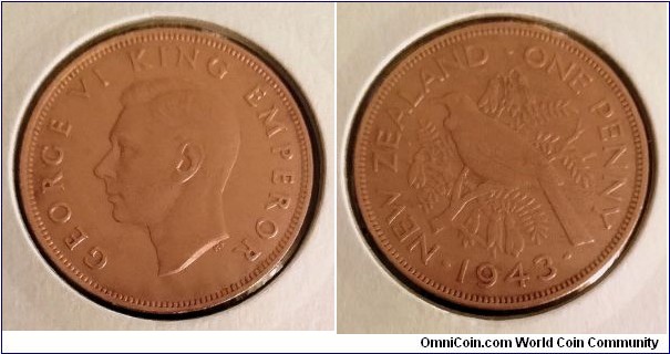 New Zealand 1 penny. 1943