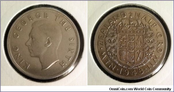 New Zealand 1/2 crown. 1948