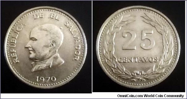 El Salvador 25 centavos. 1970 (II)