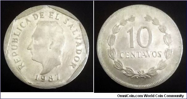 El Salvador 10 centavos. 1987