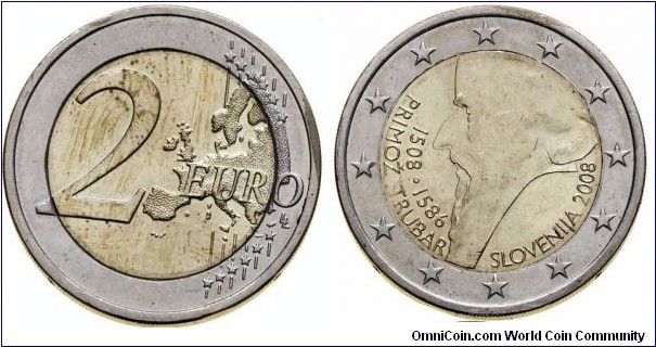 Slovenia 2 Euro - 500th Anniversary of Birth of Primož Trubar.