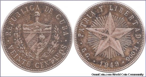 20 Centavos 1949 Cuba