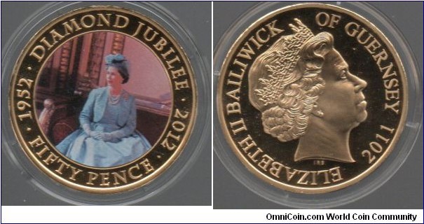 50p Diamond Jubilee Queen sat in Blue Dress