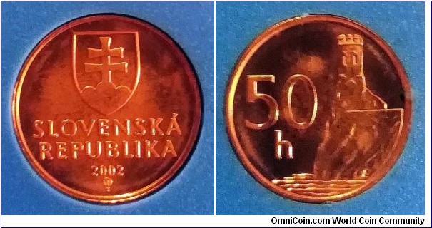 Slovakia 50 halierov from 2002 mint set.