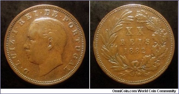 Portugal 20 reis. 1882, Luís I.