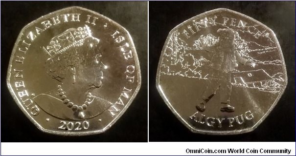 Isle of Man 50 pence. 2020, 100 Years of Rupert Bear - Algy Pug.