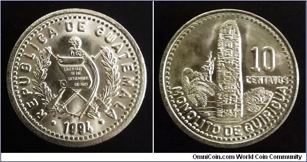 Guatemala 10 centavos. 1994
