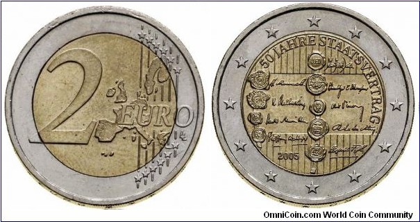 Austria 2 Euro - 50th Anniversary of the Austrian State Treaty.