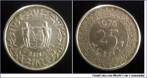 Suriname 25 cents. 1976 (II)