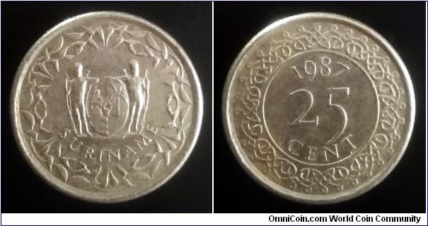 Suriname 25 cents. 1987