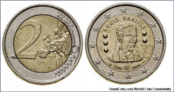 Belgium 2 Euro - Louis Braille