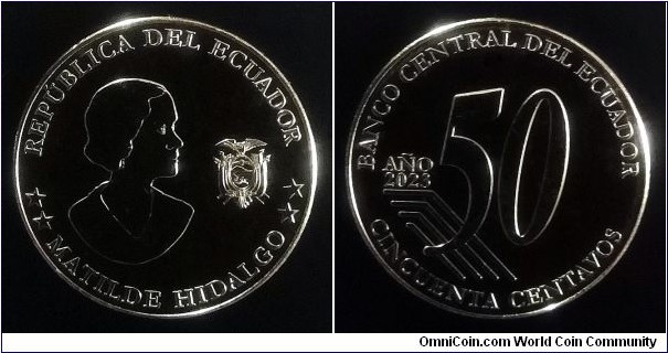 Ecuador 50 centavos. 2023, Matilde Hidalgo