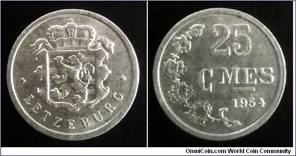 Luxembourg 25 centimes. 1954 (II)