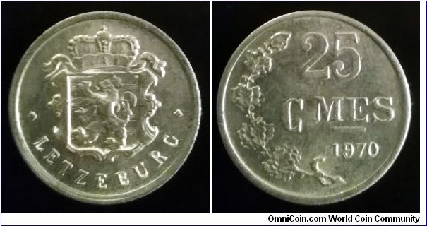 Luxembourg 25 centimes. 1970 (III)