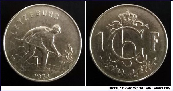 Luxembourg 1 franc. 1953