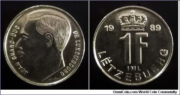 Luxembourg 1 franc. 1989