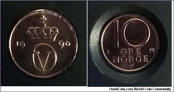 Norway 10 ore from 1990 Kongsberg mint set.