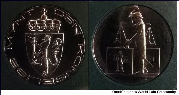 Norwegian token  from 1990 Kongsberg mint set.