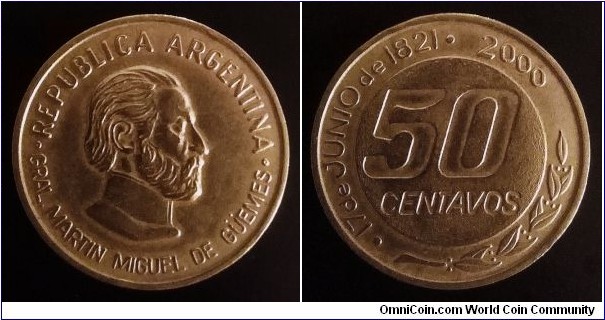 Argentina 50 centavos. 2000, General Güemes.