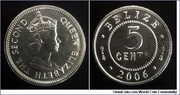 Belize 5 cents. 2006
