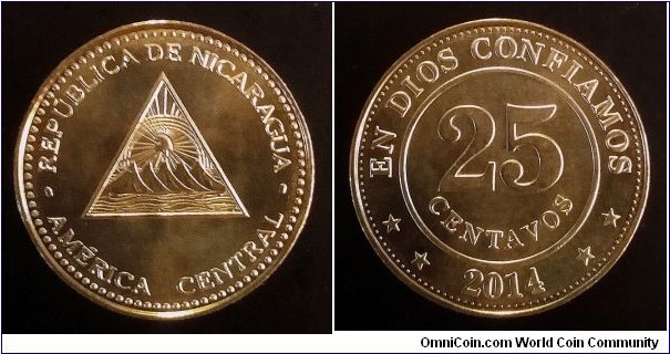 Nicaragua 25 centavos. 2014