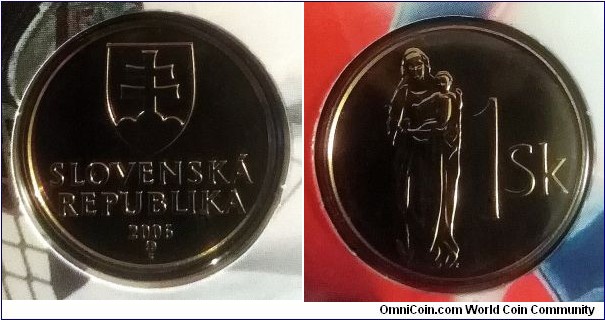 Slovakia 1 koruna from 2006 mint set.