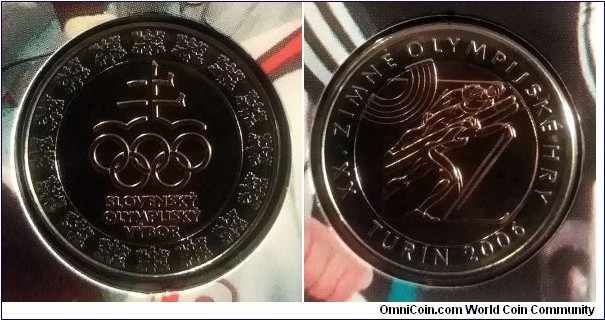 Token from Slovakia 2006 mint set. XX Winter Olympics, Turin 2006.