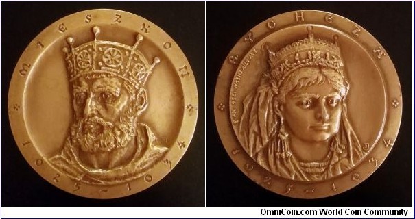 Polish medal - Mieszko II and Rycheza.