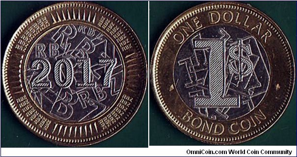 Zimbabwe 2017 1 Dollar.

Bond Coin.