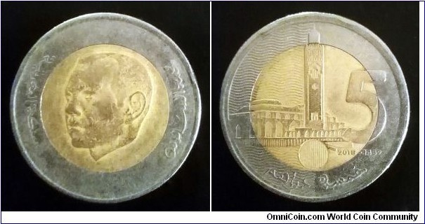Morocco 5 dirhams. 2018