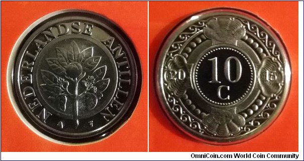 10 cents from Curaçao and Sint Maarten 2015 mint set. Mintage: 1.500 pcs.