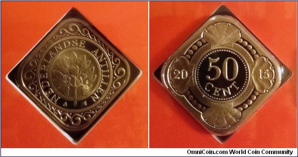 50 cents from Curaçao and Sint Maarten 2015 mint set. Mintage: 1.500 pcs.