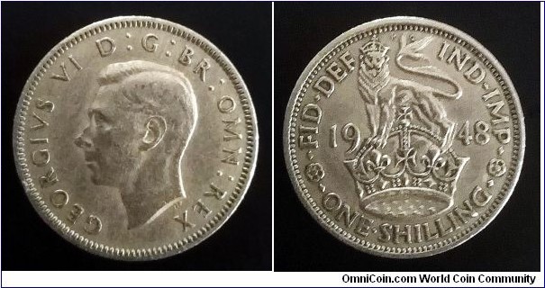 1 shilling. 1948, English crest.