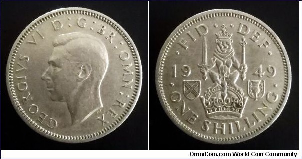 1 shilling. 1949, Scottish crest (II)