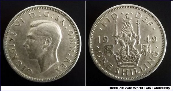 1 shilling. 1949, Scottish crest (III)