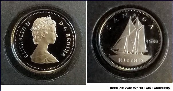 Canada 10 cents. 1986, Proof.